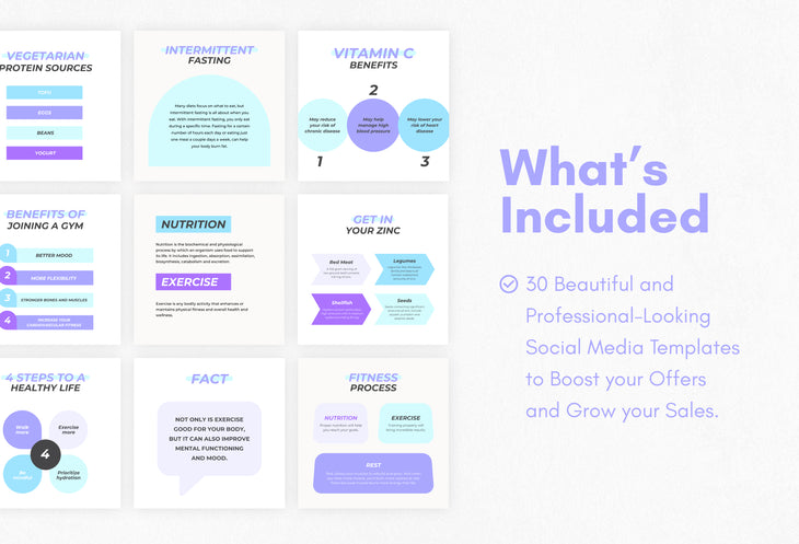 20 Fitness Infographics Instagram Posts Fully Editable Canva Templates