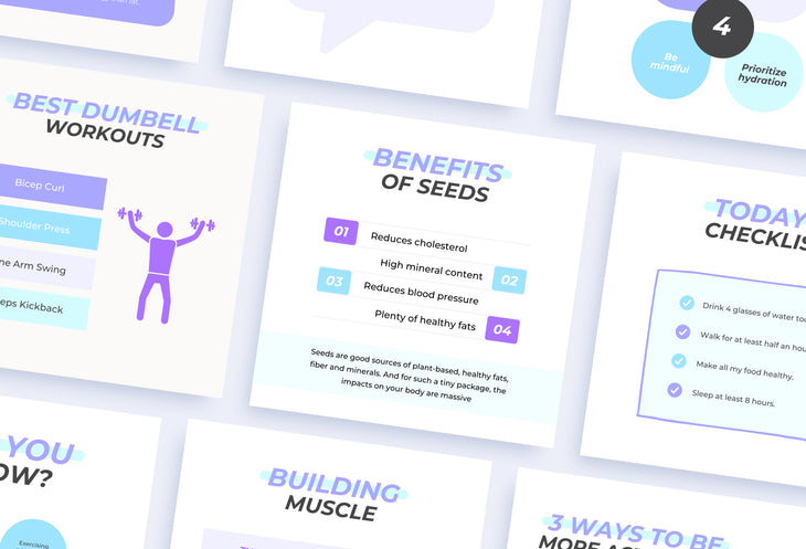 20 Fitness Infographics Instagram Posts Fully Editable Canva Templates