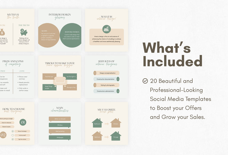 20 Interior Design Infographics Instagram Engagement Posts Fully Editable Canva Templates