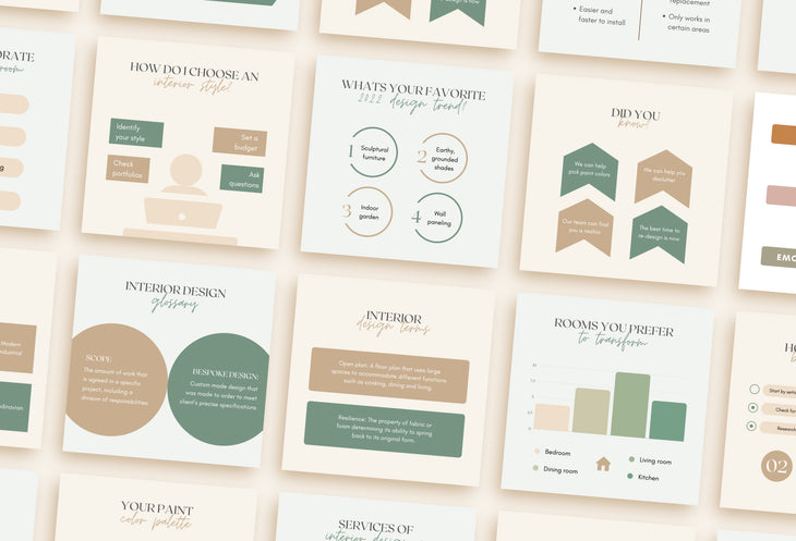 20 Interior Design Infographics Instagram Engagement Posts Fully Editable Canva Templates