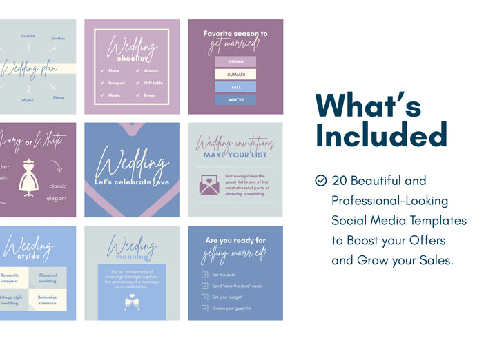 20 Wedding Infographics Instagram Posts Fully Editable Canva Templates