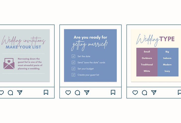 20 Wedding Infographics Instagram Posts Fully Editable Canva Templates