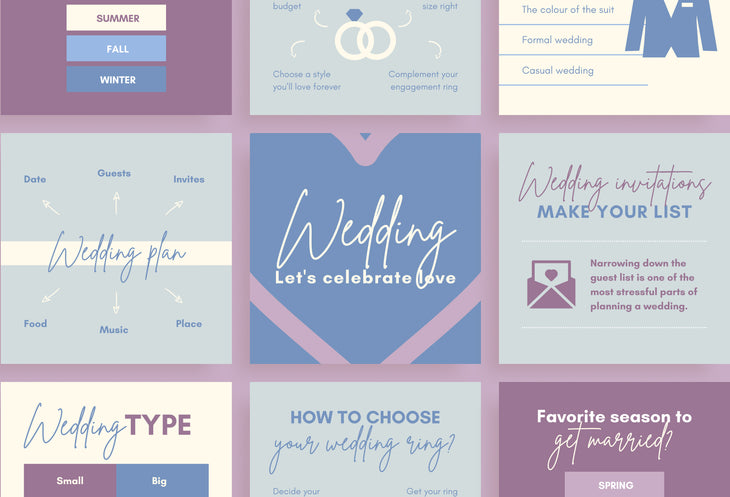 20 Wedding Infographics Instagram Posts Fully Editable Canva Templates