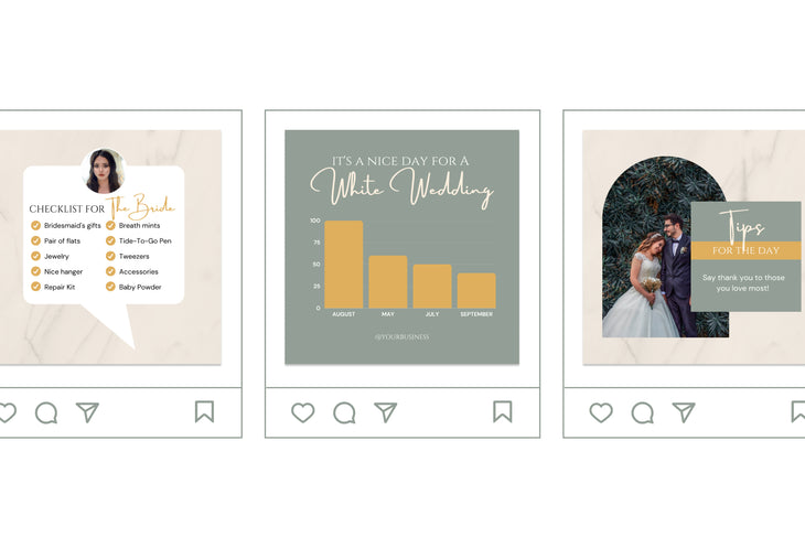 20 Wedding Infographics Instagram Posts Fully Editable Canva Templates V3