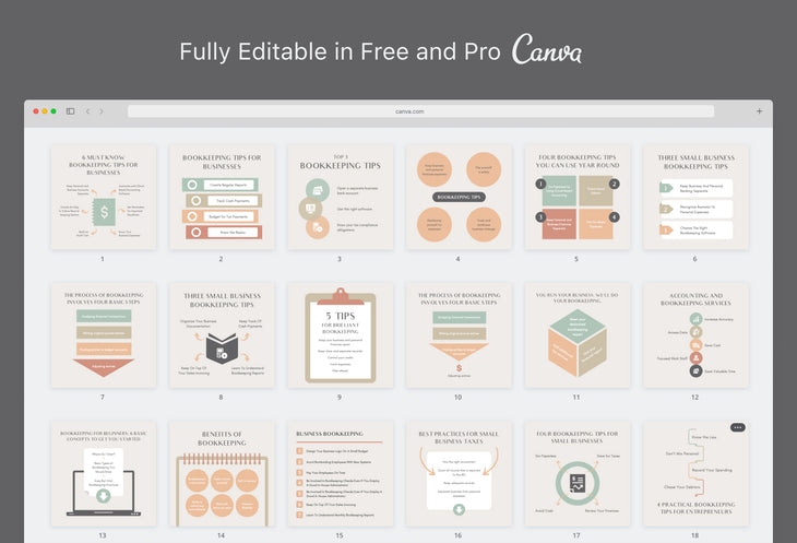 Bookkeeping Social Media Infographics Canva Templates