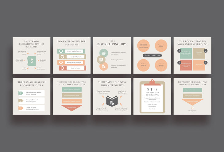 Bookkeeping Social Media Infographics Canva Templates