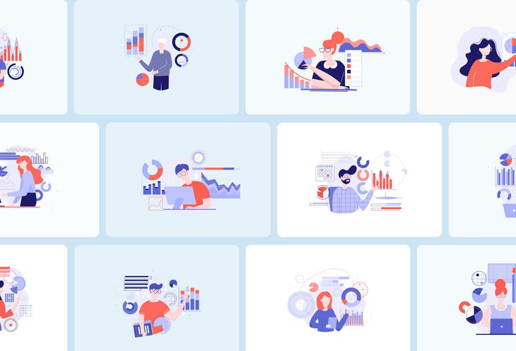 20 Data Analytics Vector Illustrations - SVG, PNG, PPTX