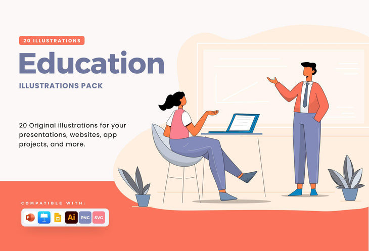 20 Education Vector Illustrations - SVG, PNG, PPTX