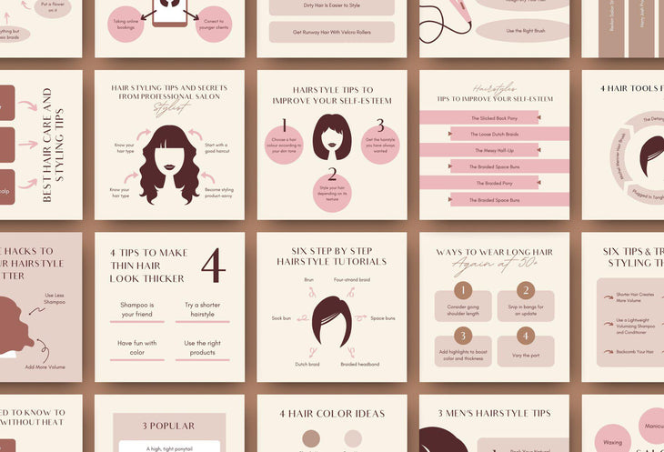 Hairstyle Social Media Infographics Canva Templates