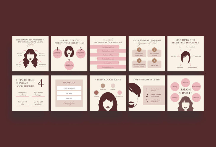 Hairstyle Social Media Infographics Canva Templates