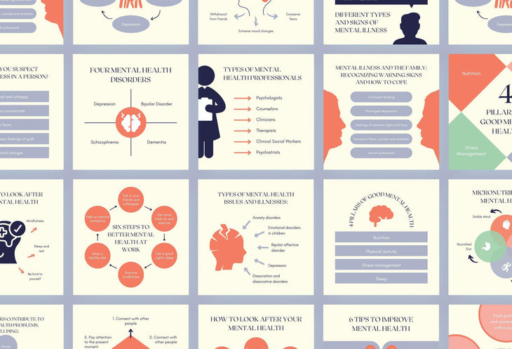 Mental Health Social Media Infographics Canva Templates