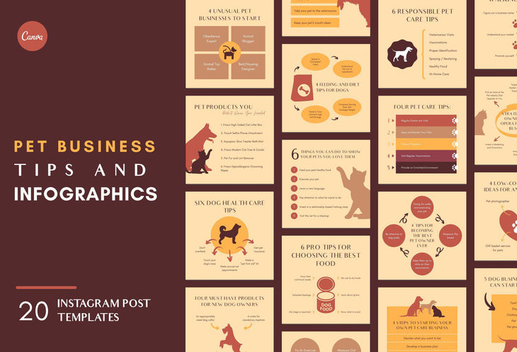 Pet Business Social Media Infographics Canva Templates