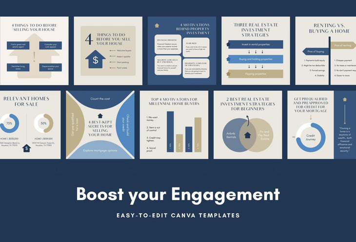 Real Estate Social Media Infographics Canva Templates