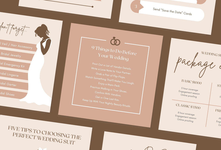 Wedding Social Media Infographics Canva Templates