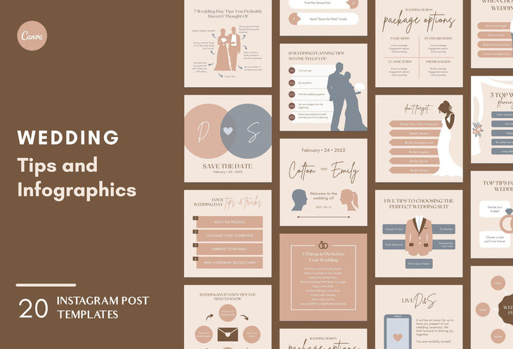 Wedding Social Media Infographics Canva Templates