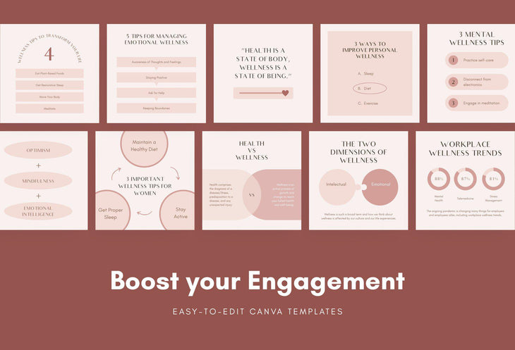 Wellness Social Media Infographics Canva Templates