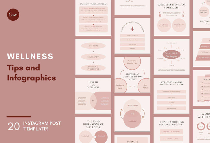 Wellness Social Media Infographics Canva Templates