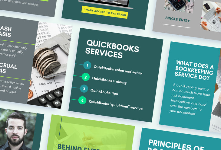 30 Bookkeeping Instagram Post Editable Canva Templates V2
