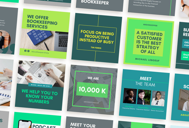 30 Bookkeeping Instagram Post Editable Canva Templates V2
