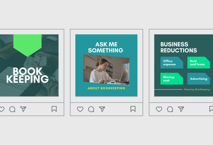 30 Bookkeeping Instagram Post Editable Canva Templates V2