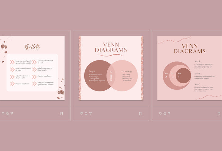 30 Infographics Rose Gold Instagram Engagement Booster Post Canva Templates