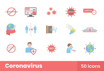 Coronavirus Flat Icons Pack 3