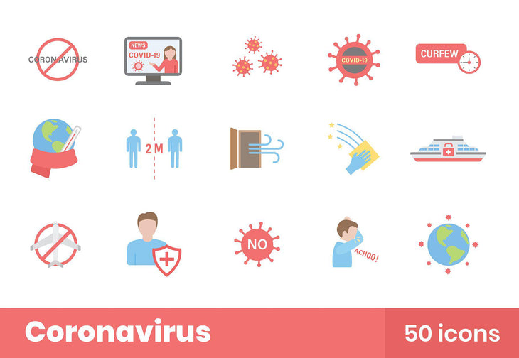 Coronavirus Flat Icons Pack 3