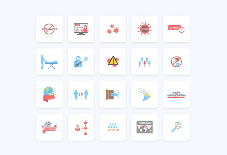 Coronavirus Flat Icons Pack 3