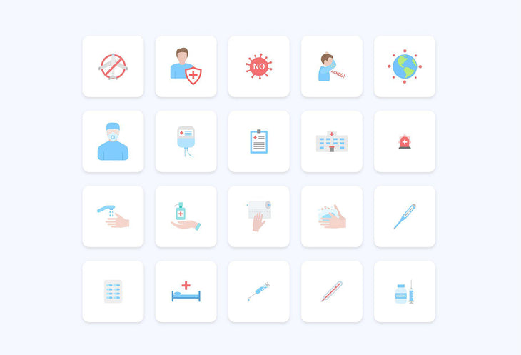 Coronavirus Flat Icons Pack 3