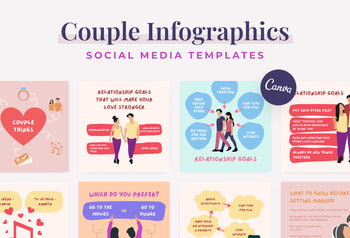 20 Couple Infographics Instagram Posts Fully Editable Canva Templates