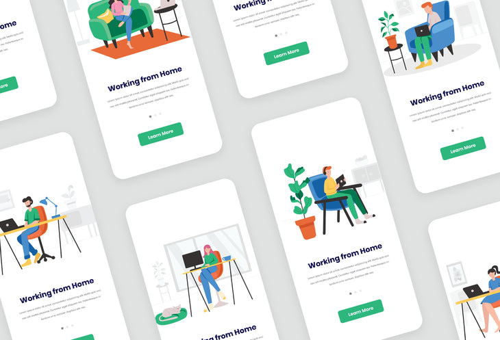Aurora Working from Home Illustrations