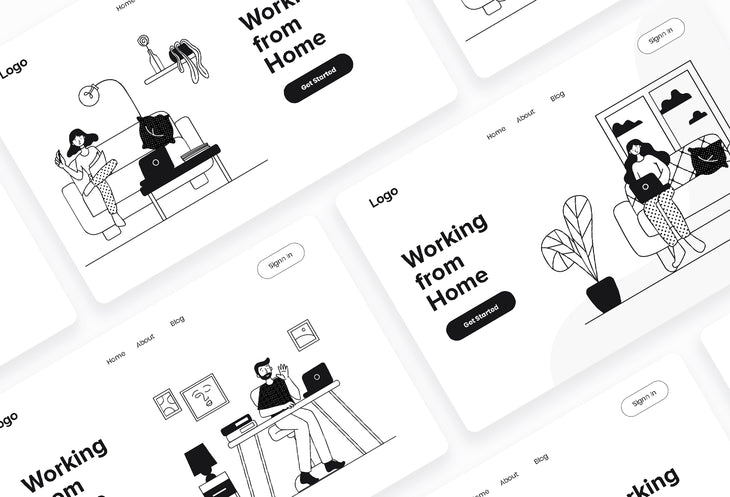 Mini Work from Home Illustrations