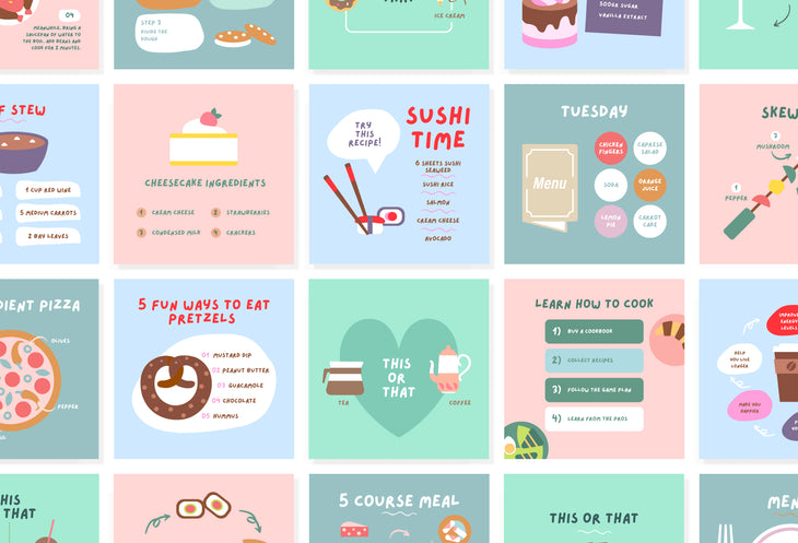 20 Cook Infographics Instagram Posts Fully Editable Canva Templates