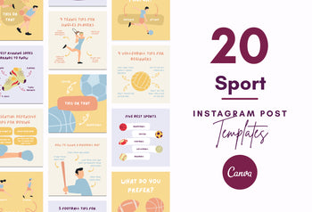 20 Sport Infographics Instagram Posts Fully Editable Canva Templates