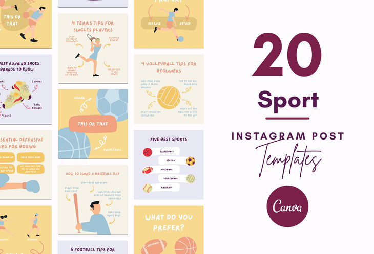 Infor Posts 20 Sport Infographics Instagram Posts Fully Editable Canva Templates ...