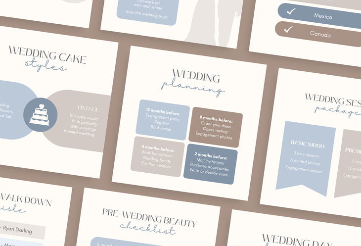 20 Wedding Infographics Instagram Posts Fully Editable Canva Templates V2