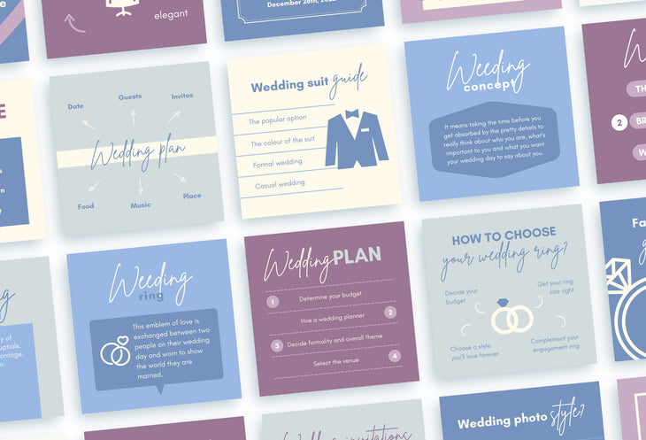 20 Wedding Infographics Instagram Posts Fully Editable Canva Templates