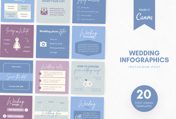 20 Wedding Infographics Instagram Posts Fully Editable Canva Templates
