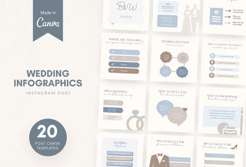 20 Wedding Infographics Instagram Posts Fully Editable Canva Templates V2