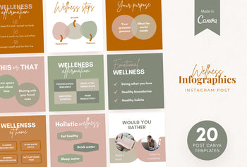 20 Wellness Infographics Instagram Posts Fully Editable Canva Templates