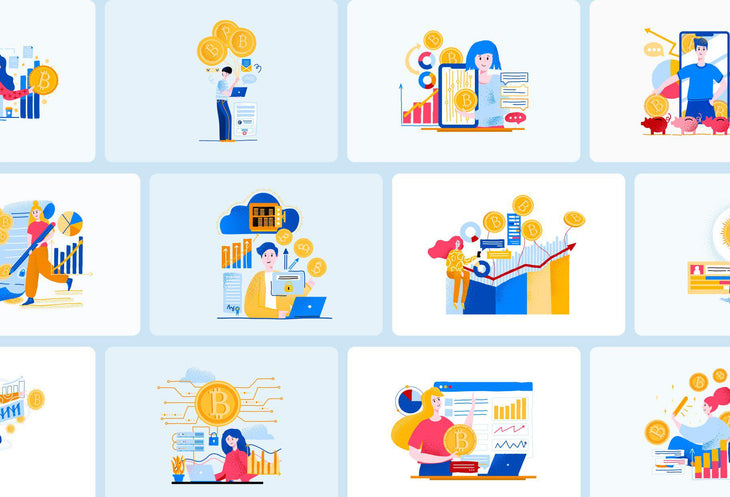 20 Bitcoin Vector Illustrations - SVG, PNG, PPTX