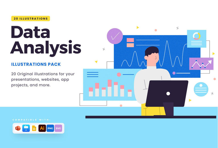 20 Data Analysis Vector Illustrations - SVG, PNG, PPTX