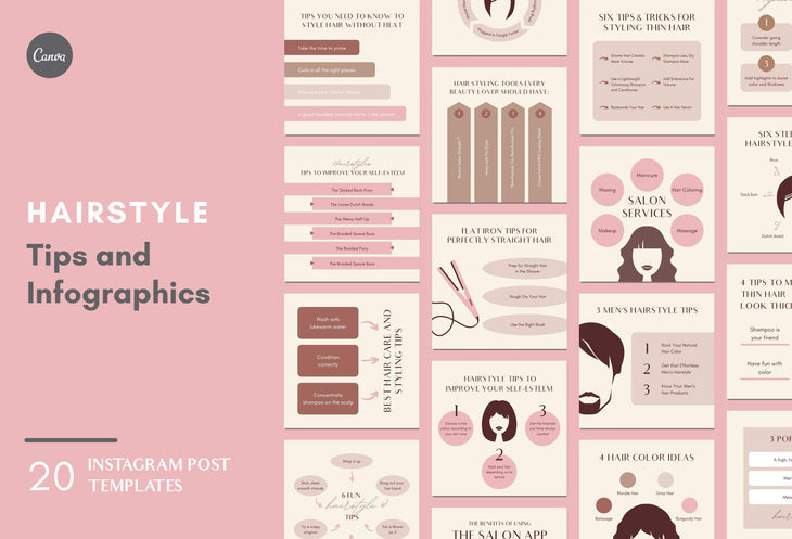 Hairstyle Social Media Infographics Canva Templates