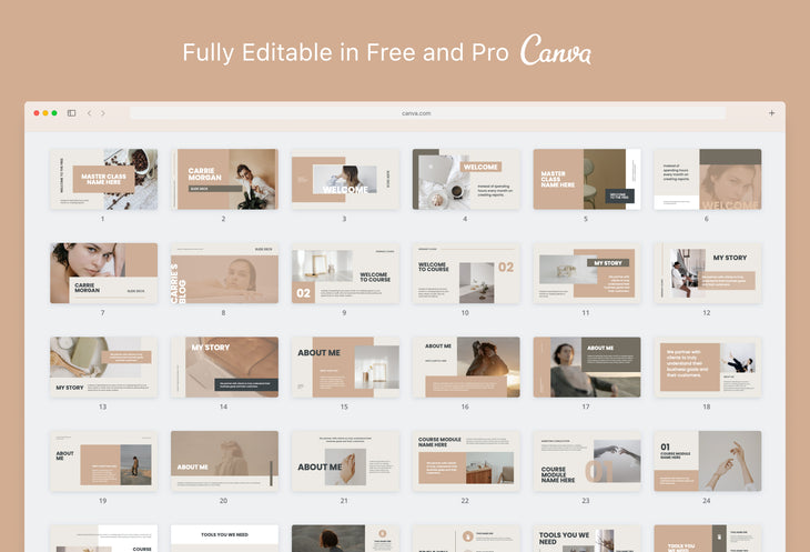 99 Page Coach Course Creator and Webinar Deck Fully Editable Canva Template