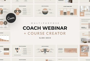 99 Page Coach Course Creator and Webinar Deck Fully Editable Canva Template