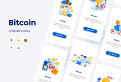 bitcoin website landing page and app illustrations