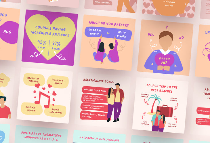 20 Couple Infographics Instagram Posts Fully Editable Canva Templates