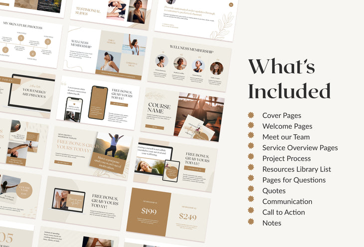 75 Page Wellness Course Creator and Webinar Deck Fully Editable Canva Template